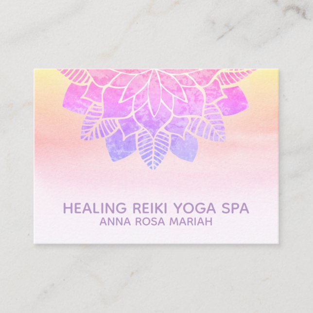 Carte De Visite *~* Pastel Rainbow Yoga Spirituel Reiki Mandala (Devant)