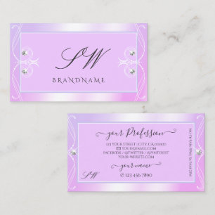 Carte De Visite Pastel Rose Bleu Étincelle Diamants Monogramme Orn