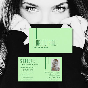 Carte De Visite Pastel Vert clair avec Photo Professional Moderne