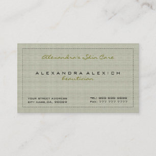 Carte De Visite Pastel Vert Simple Linge Texture