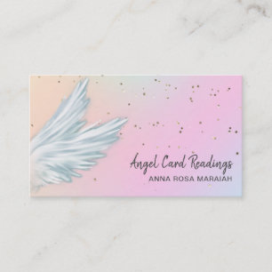 Carte De Visite *~* Pastel White Angel Wings Starry Rainbow