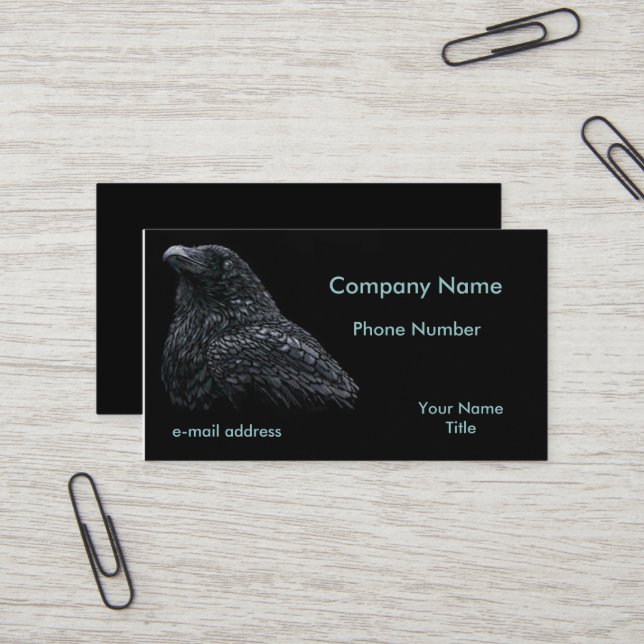 Carte De Visite Pastels de Raven sur le noir (Devant/Arrière en situation)