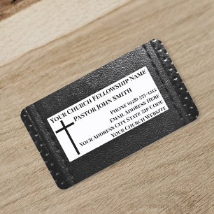 Carte De Visite Pasteur de l'église en cuir noir chrétien
