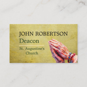 Carte De Visite Pasteur Diacre Mains en Prière Église Religieux