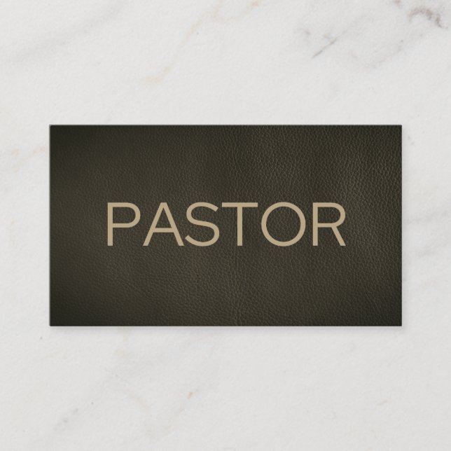Carte De Visite Pasteur Faded Black Distressed Leather Church (Devant)