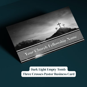 Carte De Visite Pasteur Trois Croix Tombeau Vide Lumière Sombre