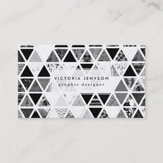 Carte De Visite Patchwork floral abstrait de triangles de (Devant)