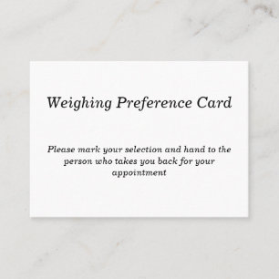 Carte De Visite Patient Weighing Options Card for Medical Offices