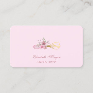 Carte De Visite Pâtisserie Boulangerie Outils à main Fouet Fleurs 