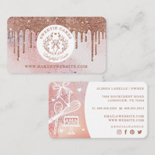 Carte De Visite Pâtisserie Boulangerie Parties scintillant Rose Go