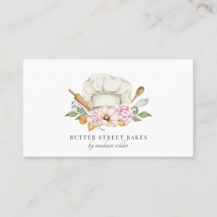 Carte De Visite Pâtisserie Chef Aquarelle Chef Casquette Ustensile