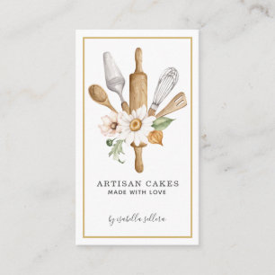 Carte De Visite Pâtisserie Chef Aquarelle Cuisine Outils Ustensile