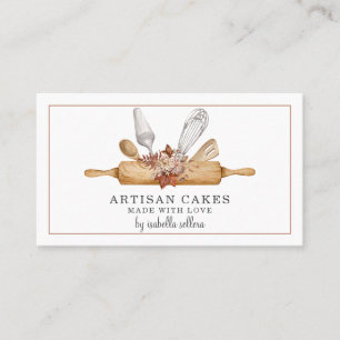 Carte De Visite Pâtisserie Chef Aquarelle Cuisine Ustensiles