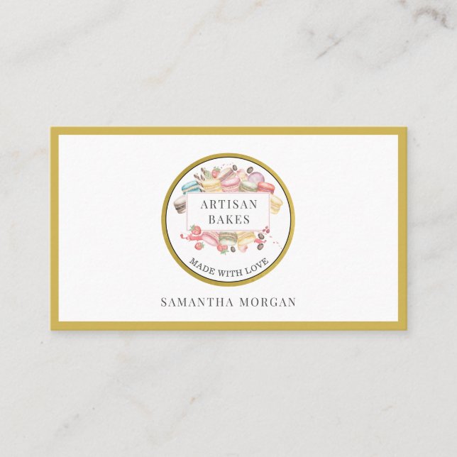 Carte De Visite Pâtisserie Chef Aquarelle Rose Gold Desserts (Devant)