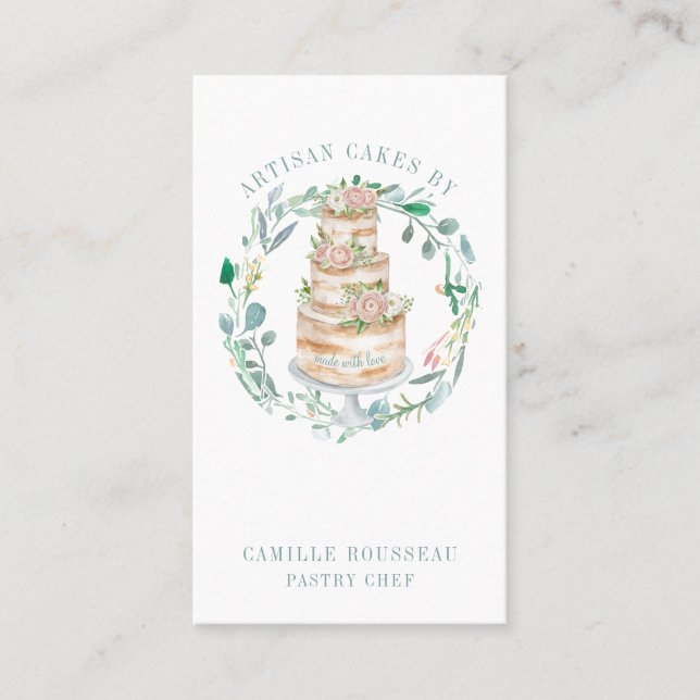 Carte De Visite Pâtisserie Chef boulanger Élégant gâteau (Devant)