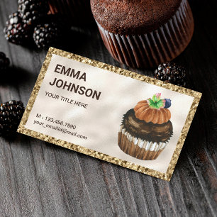 Carte De Visite Pâtisserie Chef Boulangerie Cupcake au Chocolat Pa