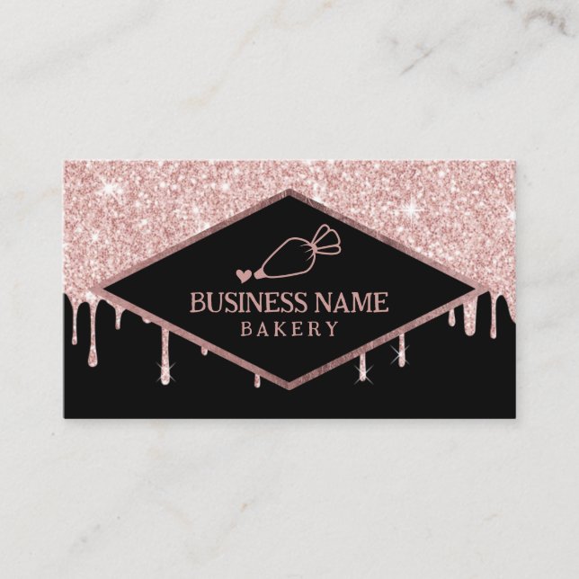 Carte De Visite Pâtisserie Cupcake Boulangerie Rose moderne glace  (Devant)