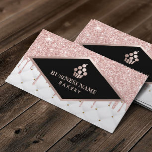 Carte De Visite Pâtisserie Cupcake Chef Rose Parties scintillant o