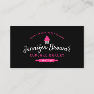 Carte De Visite Pâtisserie Cupcake Décoration de Gâteau Noir