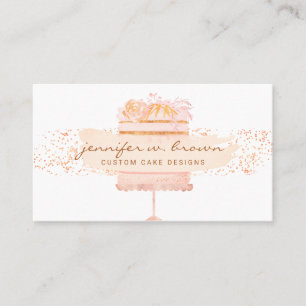 Carte De Visite Pâtisserie de gâteau floral orange scintillant