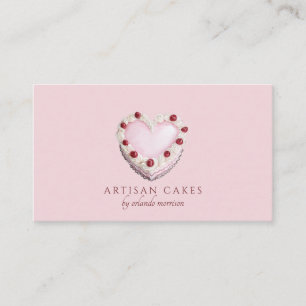 Carte De Visite Pâtisserie Élégante de Gâteau Rose Pâle
