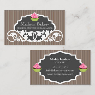 Carte De Visite Pâtisserie Élégante Décoration en Spirale de Cupca