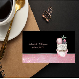 Carte De Visite Pâtisserie élégante et adorable de cupcakes Macaro