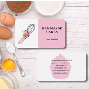 Carte De Visite Pâtisserie Gâteau Rose Chef Boulangerie