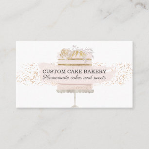 Carte De Visite Pâtisserie Gâteau Rose Pailleté Mariage