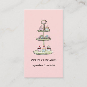 Carte De Visite Pâtisserie Macaron Cupcake Rose Mignon 