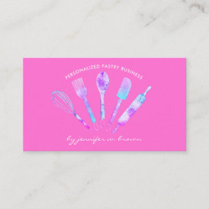 Carte De Visite Pâtisserie Maison Chef Pâtissier Bleu Rose Clair