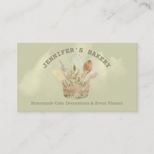 Carte De Visite pâtisserie pâtisserie chef design rustique mignon (Devant)