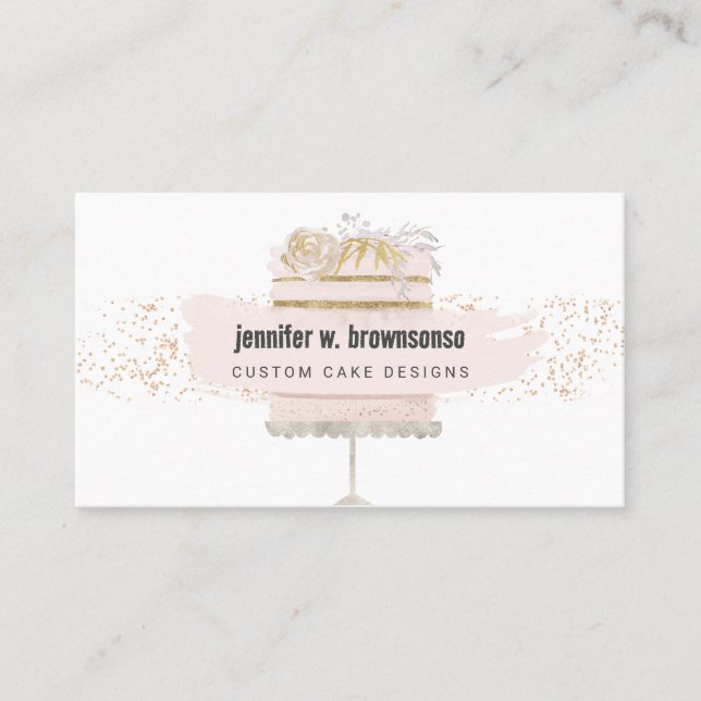 Carte De Visite Pâtisserie Pâtisserie Pink Cake Floral (Devant)