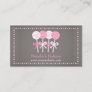 Carte De Visite Pâtisserie Popcakes Élégants Rose Blanc Gris