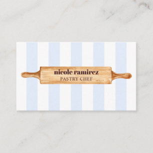 Carte De Visite Pâtisserie rayée Rolling Pouling Bakers Aquarelle