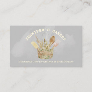 Carte De Visite Pâtisserie Rustique Bakery Chef en bois aquarelle