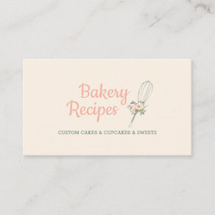 Carte De Visite Pâtisserie signature Whisk fleurs mignonnes