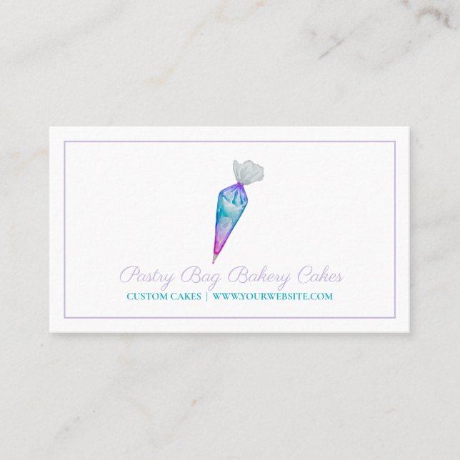 Carte De Visite Pâtisserie turquoise Pink Aquarelle Boulangerie (Devant)