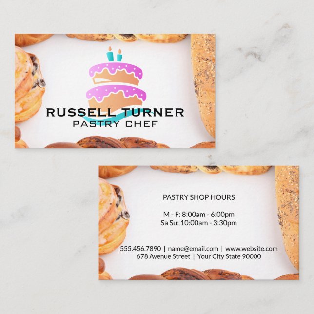 Carte De Visite Pâtisseries | Logo de gâteau (Devant / Derrière)