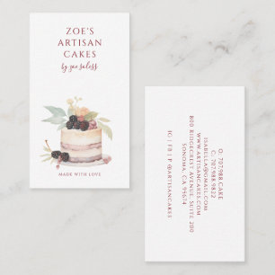 Carte De Visite Pâtissier Boulangerie Gâteau Élégant Aquarelle