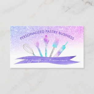 Carte De Visite Pâtissier Élégant Violet Boulangerie Maison