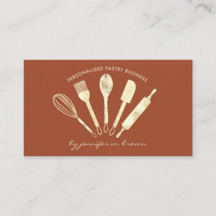 Carte De Visite Pâtissier Pailleté Boulangerie Maison terracotta
