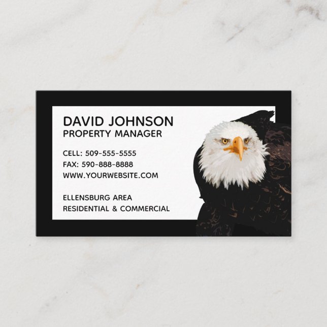 Carte De Visite Patriotic Eagle, Gestionnaire de propriétés Bordur (Devant)
