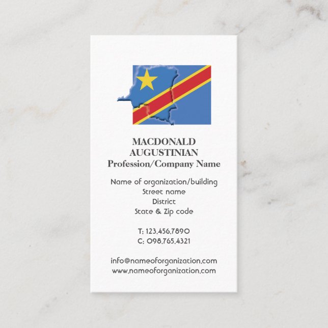 Carte De Visite Patriotique | DRAPEAU CONGO DE RDC | Photo (Devant)