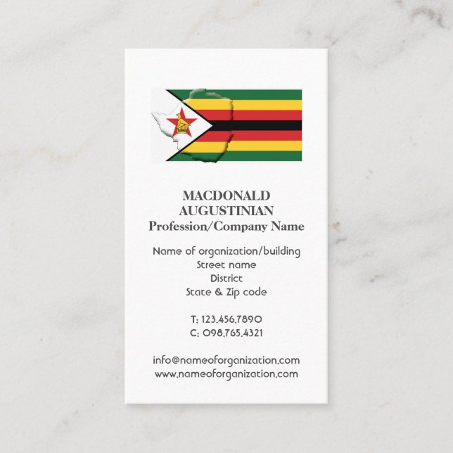 Carte De Visite Patriotique | DRAPEAU ZIMBABWE | Photo (Devant)