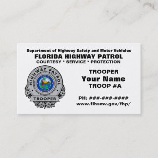 Carte De Visite Patrouille FHP de route de la Floride