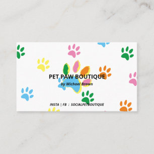Carte De Visite Patte de Chien Chic Colorée