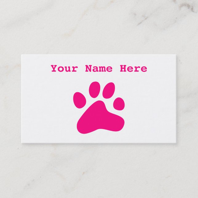 Carte De Visite Patte rose de chien (Devant)