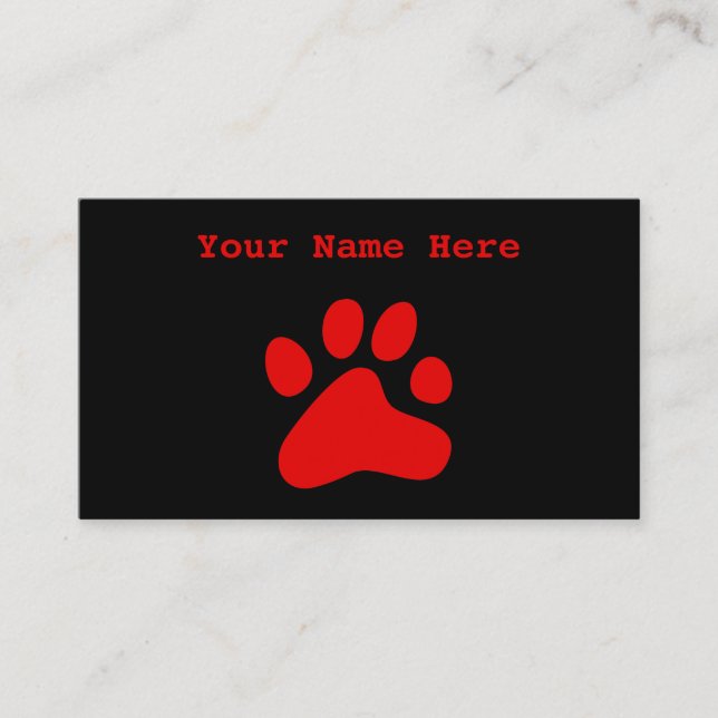Carte De Visite Patte rouge de chien (Devant)