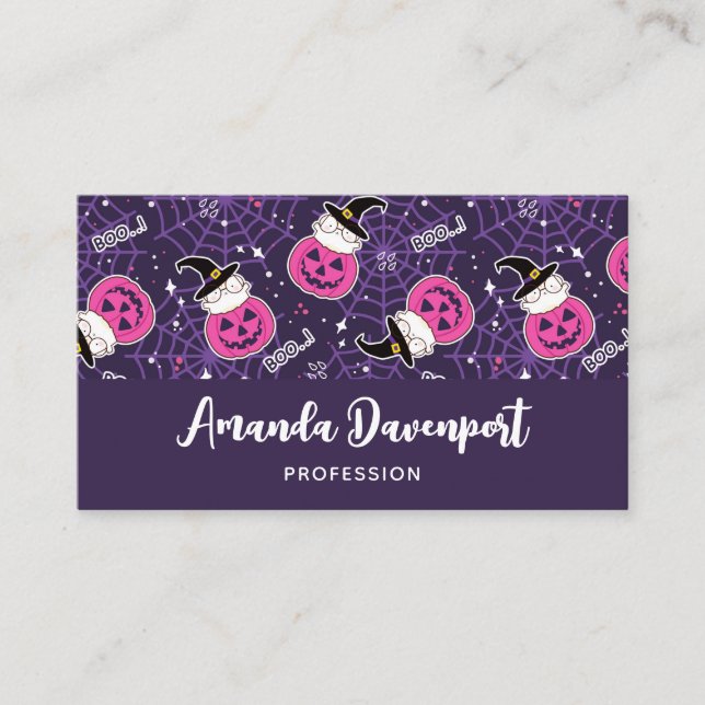 Carte De Visite Patters de Cute Cats et Pumkins (Devant)